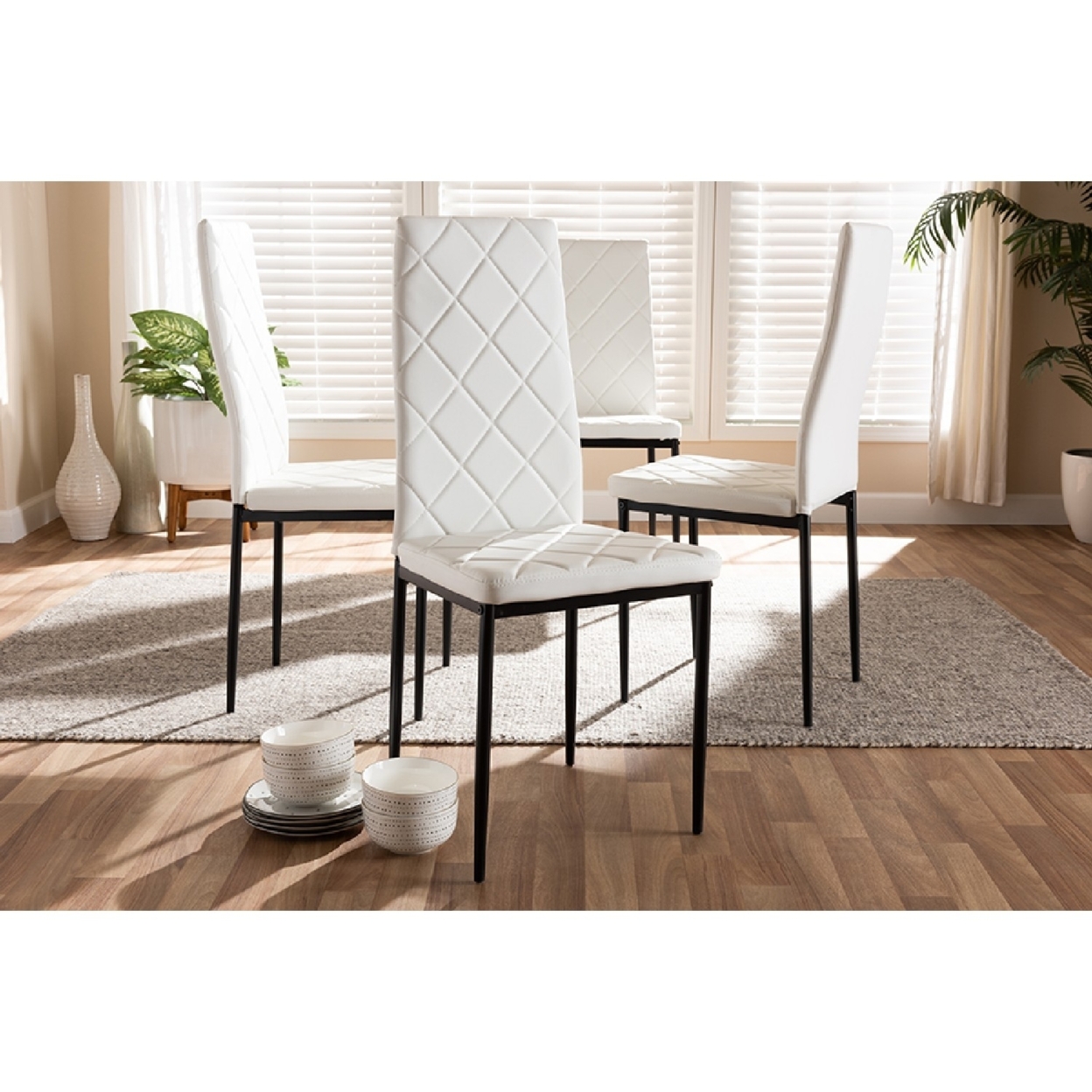 Set of 4 Baxton Studio Blaise Modern and Contemporary White Faux ...