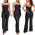 thumbnail image 4 of OSOLU Solid Color Women Sleeveless Strapless Sequined Jumpsuit Comfort Dailywear, 4 of 6