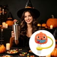 thumbnail image 5 of Aoznliie Straw Toppers, 10Pcs Silicone Straw Covers with Cute Pumpkin Skull Ghost Designs,Reusable Drink Straw Accessories for Halloween Party,4x2x2in, 5 of 9