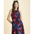 thumbnail image 3 of Moomaya Womens Printed Vacation Dress, Knee Length Side Slit Midi Dress, 3 of 8