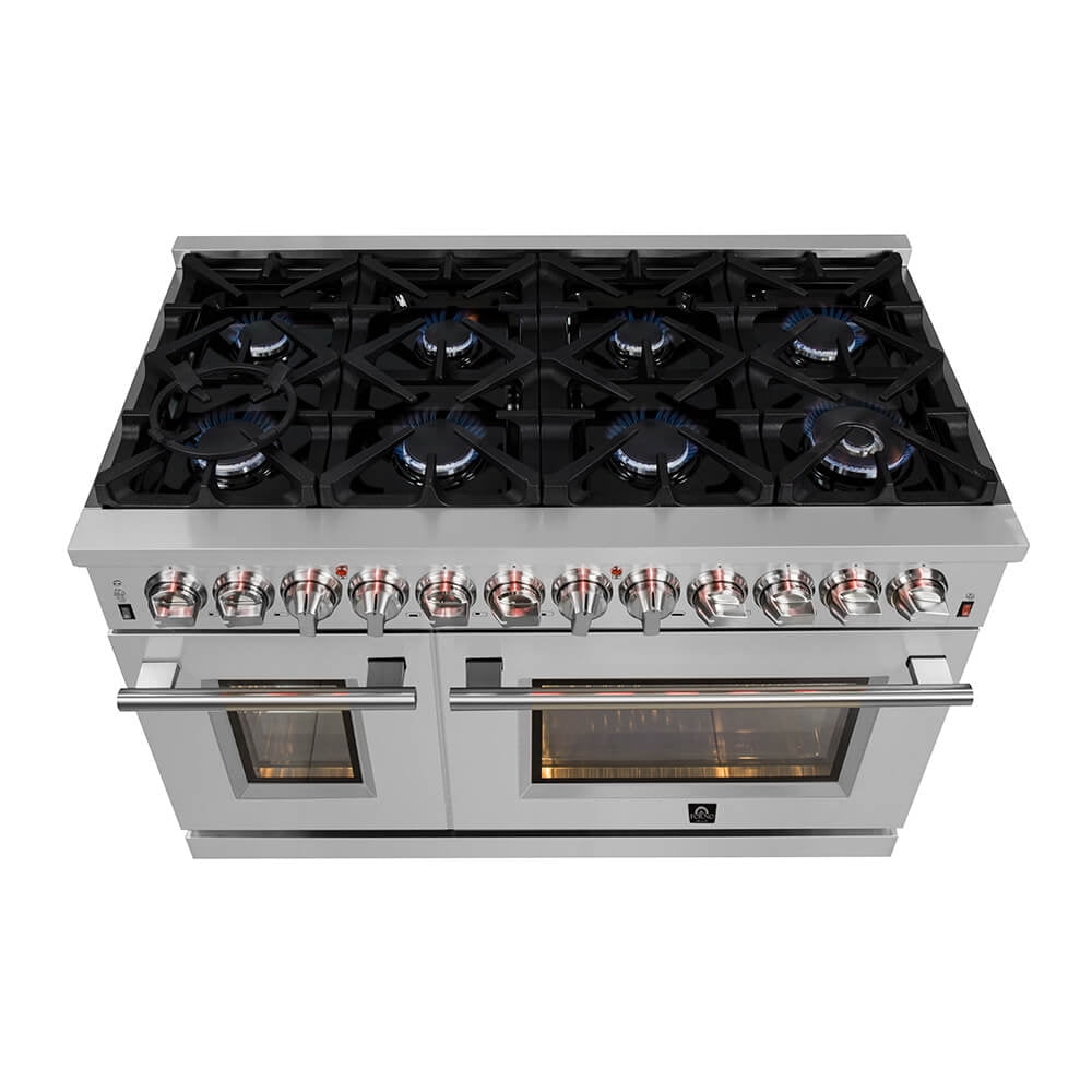 Forno Massimo 48-Inch Freestanding Gas Range, 8 Burners, True Convection Oven
