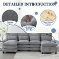 thumbnail image 2 of 106" U Shape Sectional Sofa Cloud Couch for Living Room, Comfy Modular Sofas with Double-layer Cushion, 4 Seat Chenille U-Shaped Sleeper Sofa with Chaise Lounge, Ottoman & Pillows, Light Gray, 2 of 9