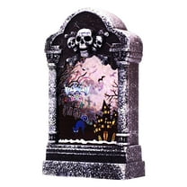 Halloween 3D Changing Rip Graveyard Tombstones Halloween Skeleton Headstone LED String Lights Spooky Halloween Decoration for Yard Garden Lawn