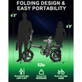 thumbnail image 5 of 14" Foldable Electric Bike for Adults, Commuter E-Bike with 500W Peak Motor, 48V 12Ah Removable Battery, 24 MPH 32 Miles Range,UL 2849, 5 of 8