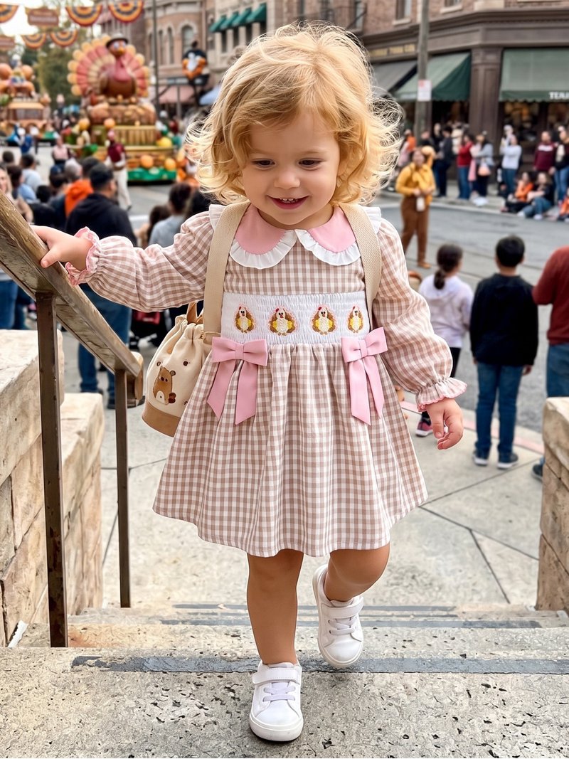 cute toddler dresses thanksgiving BemeyourBBs Toddler Baby Girl Thanksgiving Dress Outfit Baby Girls Summer  Fall Smocked Dress Clothes Cute Turkey Embroidery Puff Long Sleeve Doll  Collar Plaid Giangham Dress