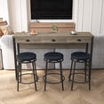 thumbnail image 3 of Bar Table Set for 3, 4 Piece Console Table with 3 Circular PU Stools, Counter Height Sofa Table Set with Power Outlets and 3 Chairs for Breakfast Nook, Living Room and Apartment, Easy Assemble, Black, 3 of 9