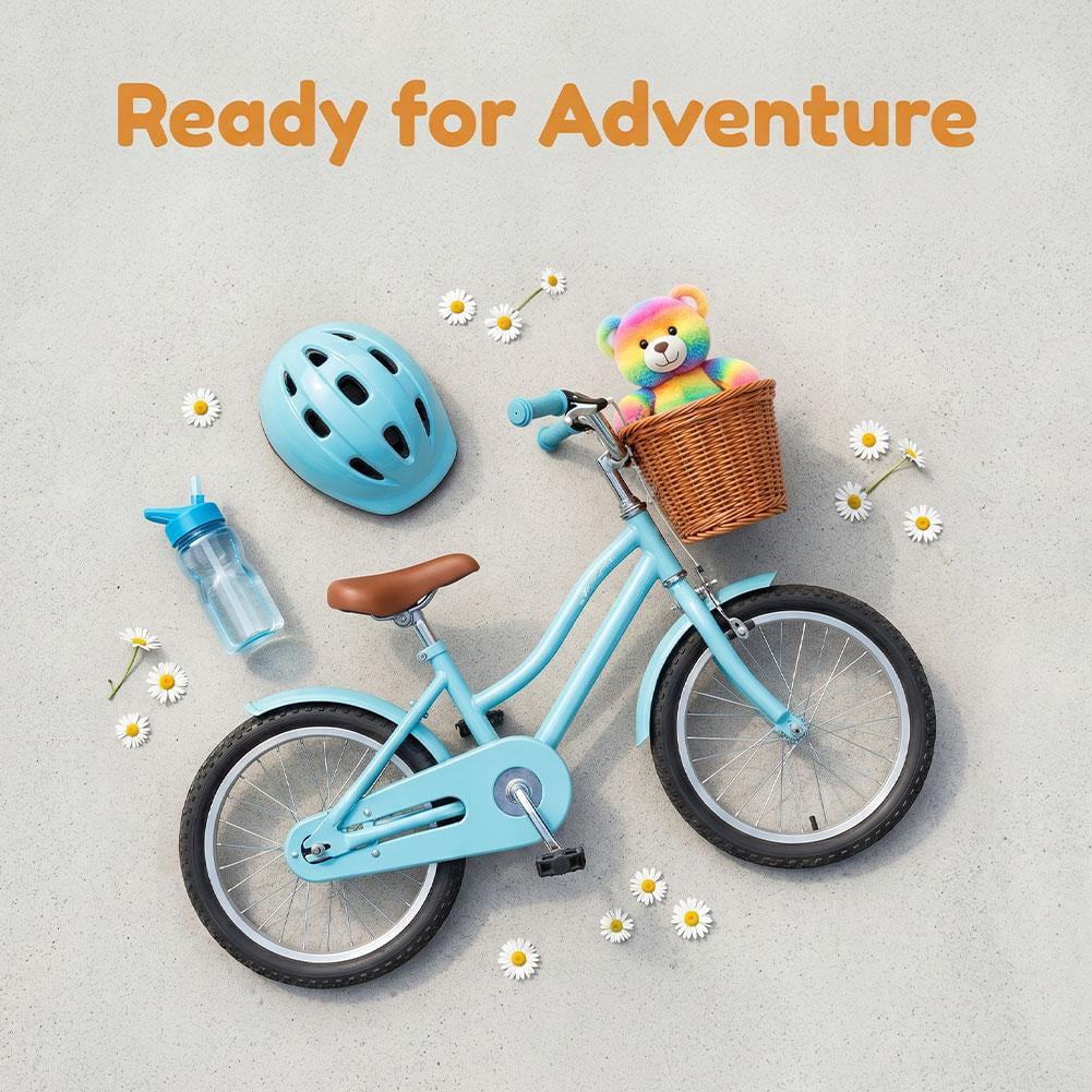 Kids Bike Basket Wicker Style Front Bicycle Basket for Boys Girls Mini Handlebar Basket for Kids Bike Scooter