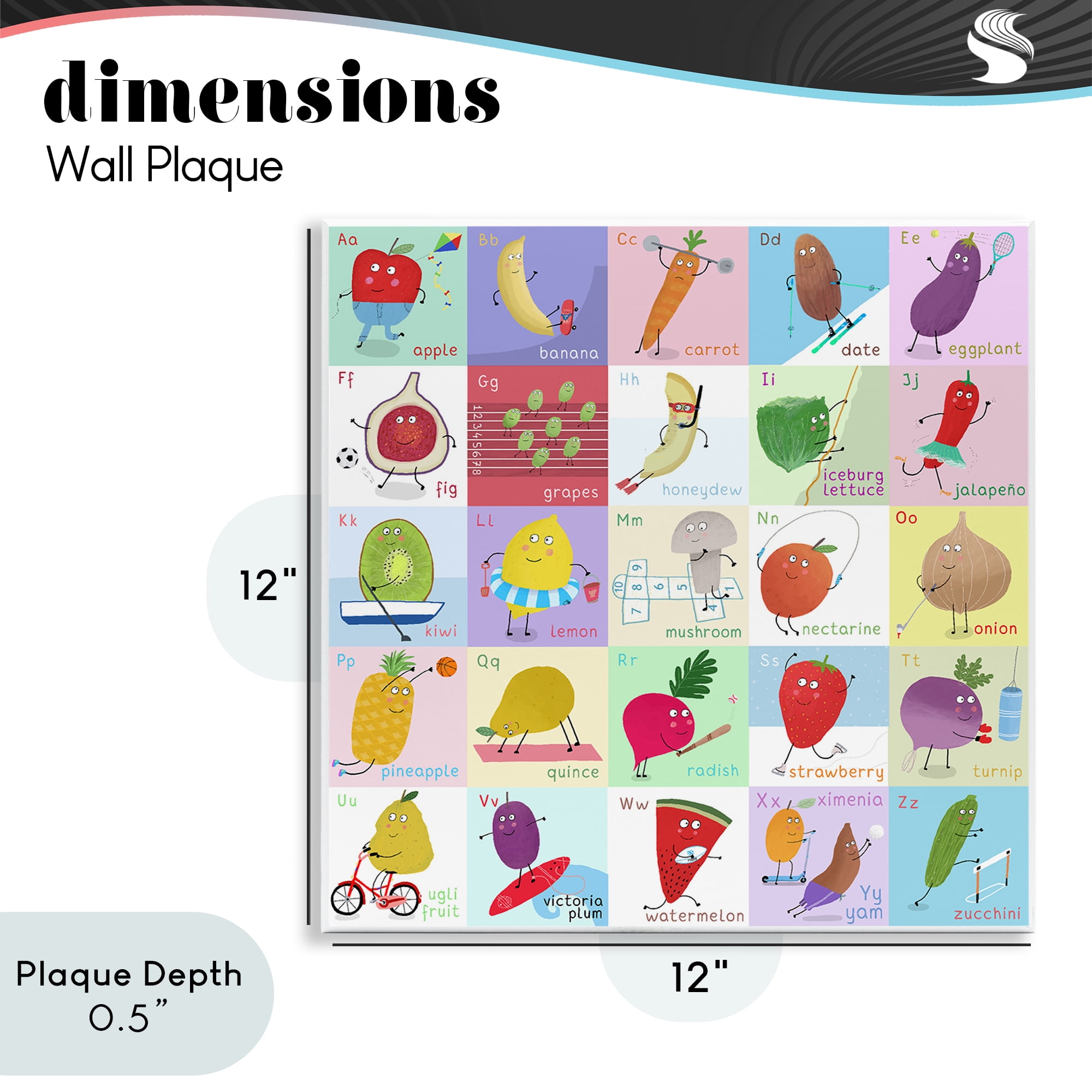 Stupell Industries Sporty Fruit Educational Wall Plaque Art, design by Carla Daly