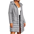 thumbnail image 4 of Guieoi Winter Jacket for Women Top Long-Sleeve Hooded with Pockets Zipper and Buttons Mid-Length Top Coats Gray M, 4 of 9