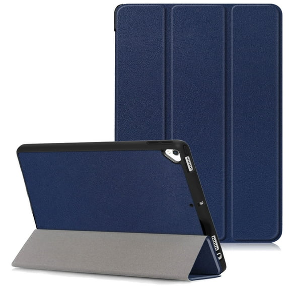 Allytech iPad 10.2 Case with Pencil Holder, iPad 8th 7th Generation Case Cover, Ultra Slim Folding Stand Smart Shell Auto Sleep Wake Shockproof TPU Back Cover for Apple iPad 10.2, Darkblue