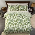 thumbnail image 3 of HORIMOTE HOME Juego de edredón de plantas tropicales, tamaño Queen, 3 piezas, hojas de palma verdes, estilo selva tropical, colchas reversibles con estampado fino, juego de cama suave y ligero para to, 3 of 5