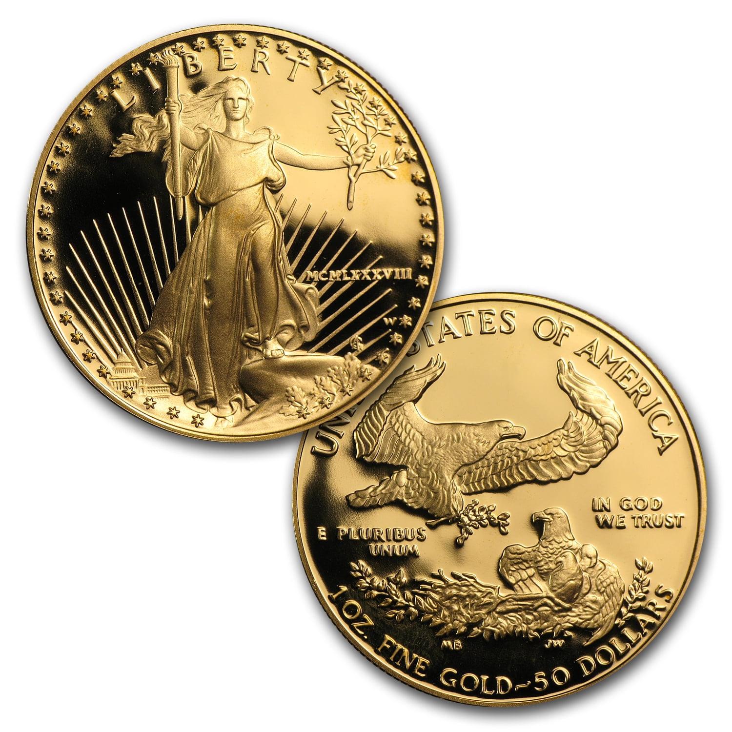 1988 4-Coin Proof American Gold Eagle Set (w/Box & COA) - Walmart.com