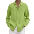 thumbnail image 1 of Kcodviy Homme Été Uni Décontracté Combinaison Chemise Homme Grande Taille Chemise Ample Col Rabattu Court Chemises Homme Col Rabattu Chemise Manches Longues, 1 of 5