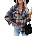 thumbnail image 1 of Blusa con botones,Camisa a cuadros de manga larga con botones y botones para mujer Respuesta rápida, 1 of 4