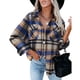 thumbnail image 1 of Blusa abotonada, camisa a cuadros con botones de manga larga para mujer Camisa a cuadros de manga larga diseñada para el futuro, 1 of 4