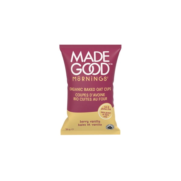 MadeGood Mornings Coupes D'avoine Bio Cuites Au Four Bais et Vanille 5 Coupes