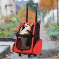 thumbnail image 2 of PawHut Pet Carrier Luggage Box Cat Dog Backpack Crate Rolling Wheel with Removable Support, Red, 2 of 10