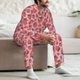 thumbnail image 7 of Fotbe Cartoon Strawberry Pattern Long Sleeve Pajama Set for Men,Sleepwear Set,2-piece Loungewear Set,Soft PJs Comfy Nightwear with Pockets-Medium, 7 of 7