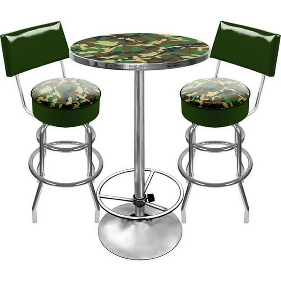 Trademark Two 40" Bar Stools with Back and 42" Pub Table Ultimate Hunt Camo Game Room Combo, Box 2 of 3