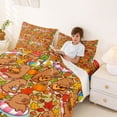 thumbnail image 3 of Erosebridal Kids Brown Capybara Bed Sheets, Summer Fall Leaf King Sheets, 4 Pieces, 3 of 5