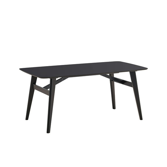 JERFIT Modern Black Dining Table for 4, Rubber Wood Kitchen Table with MDF Top, Compact Breakfast Nook Table for Small Space, Easy Assembly Dining Room Table