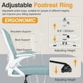 thumbnail image 3 of ATHOPE Ergonomic Office Chair, Mesh Desk Chair with Lumbar Support, Tall Office Chair with Flip-Up Armrests and Footrest Ring, Adjustable Computer Chair for Standing Desk Home Office, Light Blue, 3 of 7
