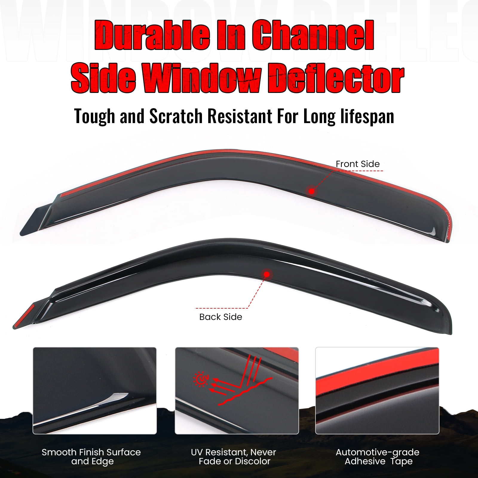 Ikon Motorsports In-Channel Window Visors for 1999-2007 Chevy Silverado GMC Sierra 1500 2500 3500 Standard Cab Rain Guard Acrylic Smoke Deflectors 2PCS