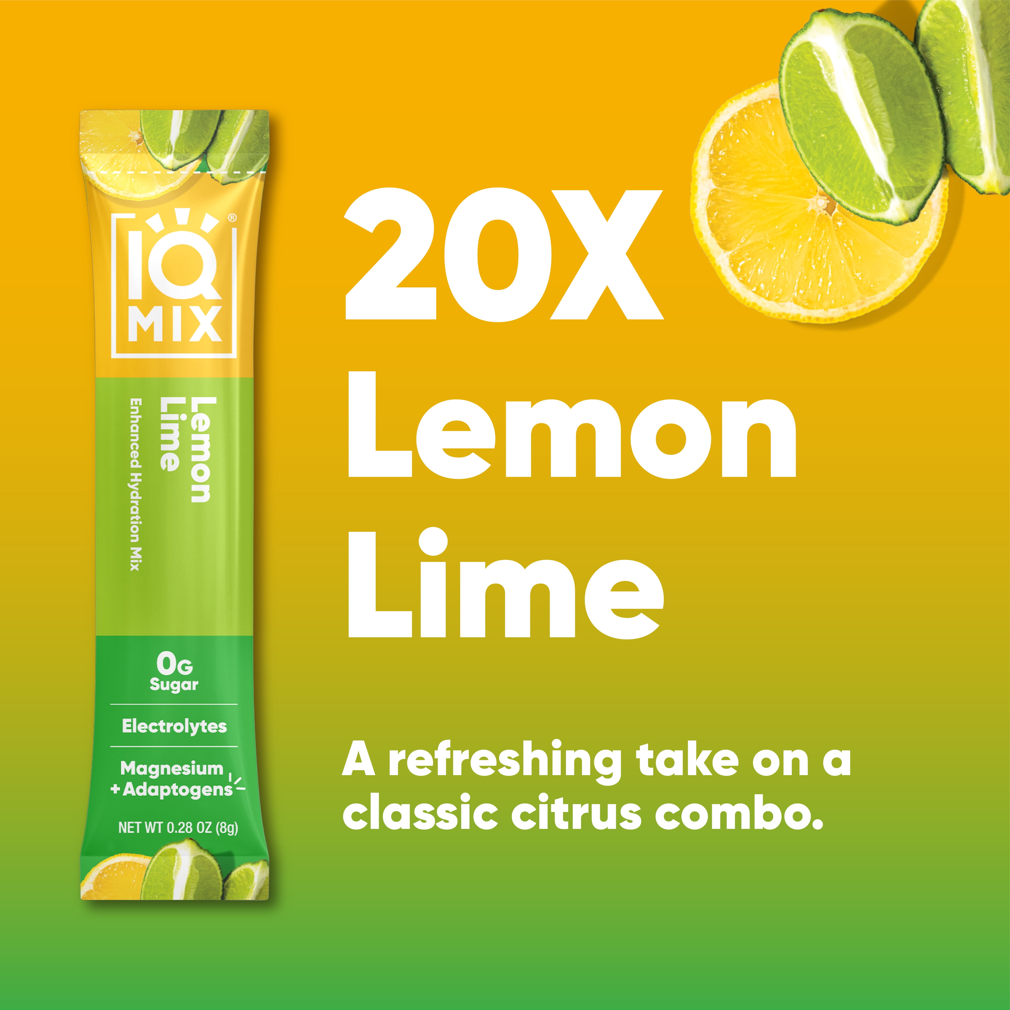 IQMIX Sugar Free Electrolyte Powder Packets - Keto Electrolytes with Lions Mane, Magnesium L-Threonate, Potassium Citrate - Lemon Lime (20-Count)