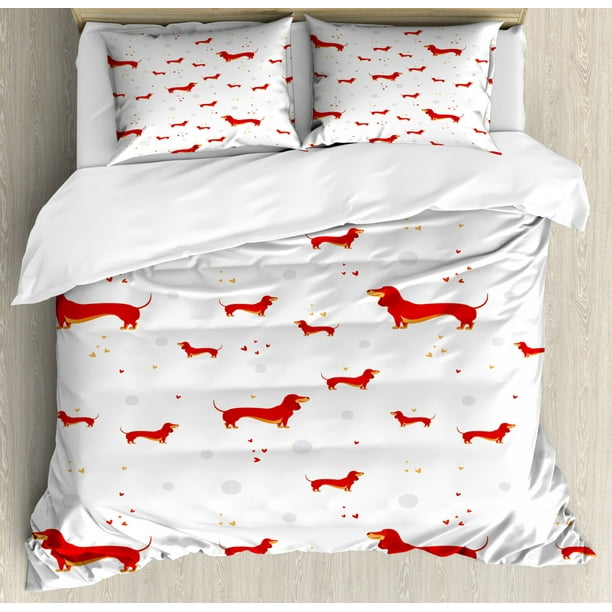 Dachshund Duvet Cover Set King Size, Pet Lover Simplicity Sausage Dog