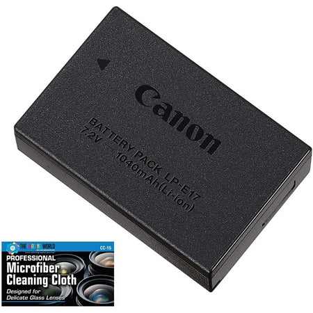 Canon LP-E17 Rechargeable Lithium-Ion Battery Pack for Canon EOS RP, 77D, M6, M6 Mark II, M5, M3, Rebel T8i, T7i, T6i, T6s, SL3, SL2 Camera Kit - Retail Packaging -with Micro Fiber Cloth