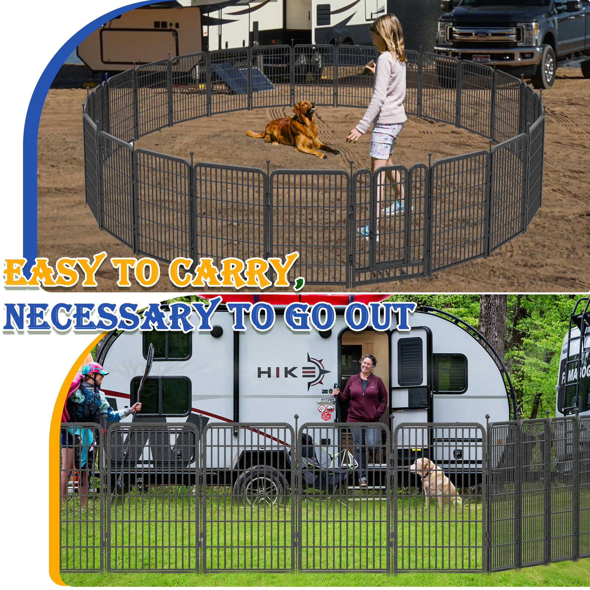 Dog Playpen Outdoor, 32" Height*24Panels Dog Fence with Anti-Rust Paint Finish for Large/Medium/Small Dogs, Portable Pet Playpen for Puppy Yard, Camping Play
