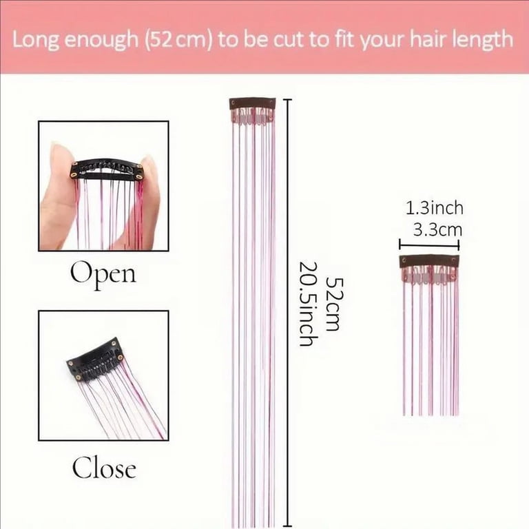 Rainbow Hair Tinsel Clip In Extensions 12 Pcs, 20 Inch  display picture 1