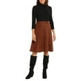 thumbnail image 2 of London Times high neck 3/4 sleeve ribbed top gold button detail faux suede skirt by Curated Brands, 2 of 6