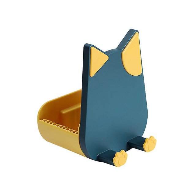 Soporte para tapa de pared verde con graciosas orejas de gato - Soporte para tapa de primera calidad con práctico soporte para teléfono móvil - Almacenamiento de tapa de olla extremadamente estable