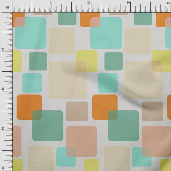 Soimoi Crepe Silk Fabric Square Panel Print Sewing Fabric Yard 42 Inch Wide