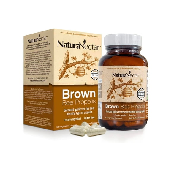 NaturaNectar Brown Propolis with with standardized 8mg/serving of Polyphenols from the Brazilian Forests 60 Capsules