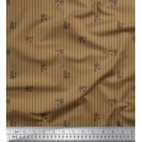 Soimoi Brown Cotton Voile Fabric Buds & Stripe Fabric Prints By Yard 42 Inch Wide