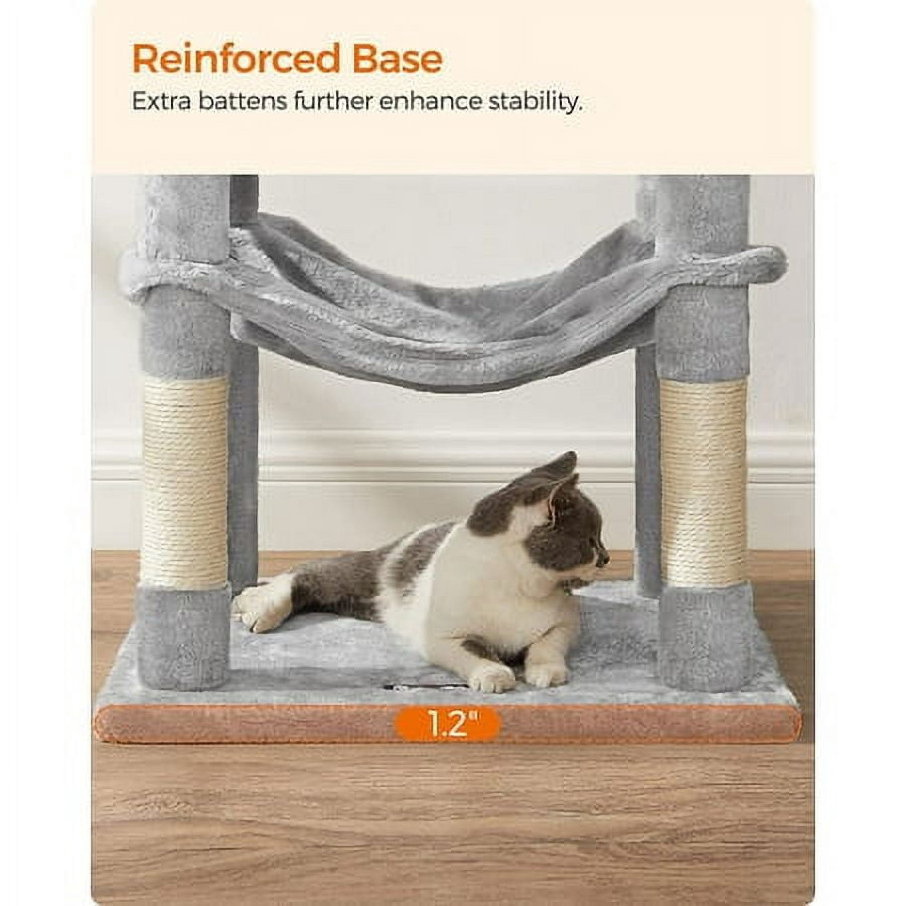 56.3'' Cat Tree Tower for Indoor Cats ,Multi-Level Cat Condo Cat Furniture with Scratching Posts, Perches, Hammock, Cave ,Light Gray