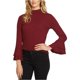thumbnail image 2 of 1.STATE Blusa tejida con mangas acampanadas para mujer, roja, grande 1.STATE Tejer, 2 of 2