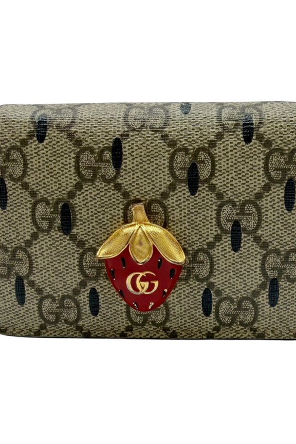 Pre-Owned GUCCI GG Stream Compact Wallet, Strawberry Beige, 726247, for Men and Women