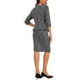 thumbnail image 3 of Conjunto de traje de tweed de 2 piezas para mujer INSPIRE CHIC, chaqueta de botones de manga 3/4 y falda lápiz, negro L, 3 of 6