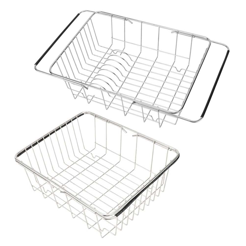 HOMOBABE 1Pack Stainless Steel Sink Strainer Basket Rustproof Dish Drain Rack with Quick Drying Feature for Kitchen