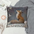 thumbnail image 2 of Christmas Pillow Cover  White Snowy Winter Rustic Linen Throw Pillow Covers Snowflakes Fox Bird Printed Decorative Farmhouse Pillowcase for Couch Sofa Seating Bench (S5), 2 of 5