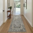 thumbnail image 3 of DEORAB Runner Rug 2X10 Non Slip Hallway Vintage Rugs, Machine Washable Lightweight Mat for Living Room, Entryway, Bedroom, Kitchen and Passage, Ultra-Thin, Light Gray, 3 of 8