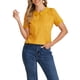 thumbnail image 1 of INSPIRAR CHIC Blusas de Mujer con Cuello Peter Pan en Contraste, Lunares, Manga Corta, Color Amarillo, 1 of 6