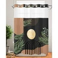 thumbnail image 2 of No Hook Shower Curtains, Boho Mid Century Standard Bathroom Curtains with Snap in Liner, Modern Abstract Art Moon Stripe Leaves Waterproof Washable Fabric Bathroom Shower Curtain Sets, 60" x 72", 2 of 7