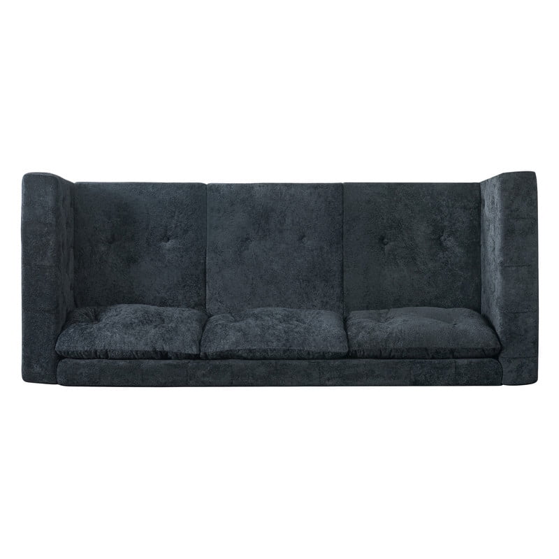 78" Modern Upholstered 3-Seater Sofa with Solid Wood Legs, Chenille Soft Couch with Square Arms & Tufted Pillow Back