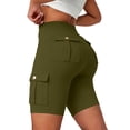 thumbnail image 2 of UDAUDU Womens Workout Shorts with Pocket Tummy Control Knee Length Cargo Shorts Butt Lifting High Waisted Biker Yoga Legging Army Green S, 2 of 6
