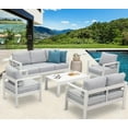 thumbnail image 2 of CozyHom 2 Pcs Outdoor Patio Furniture Sets Aluminum Sofa Armchair Indoor Patio Conversation Sofa Chair With Cushion, White, 2 of 8