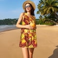 thumbnail image 3 of Balery Autumn Mosaic Maple Leaves Vestidos de verano para mujer con estampado: vestido holgado sin mangas, vestido playero informal y cómodo para días calurosos., 3 of 7